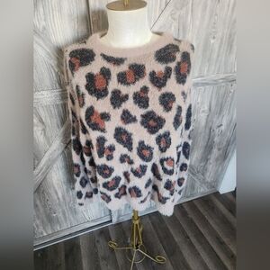 Leopard Print Fuzzy Sweater
